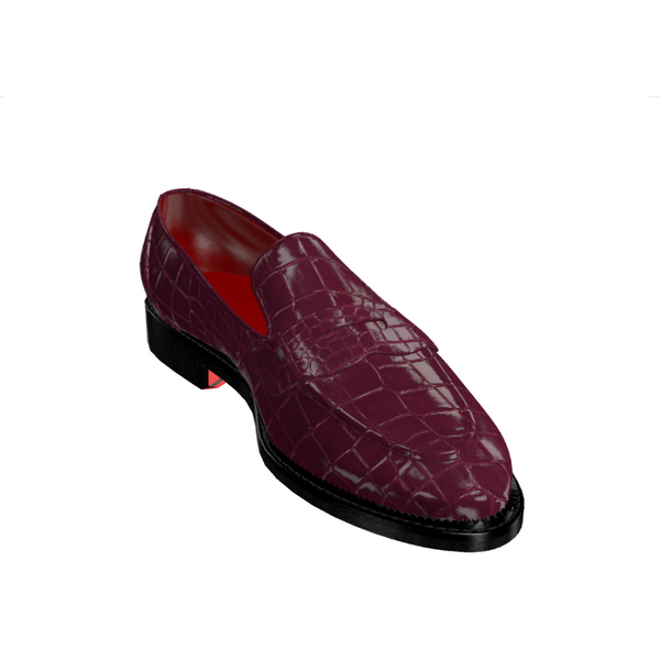 Arconya Real Exotic Crocodile skin red bottom burgundy loafers
