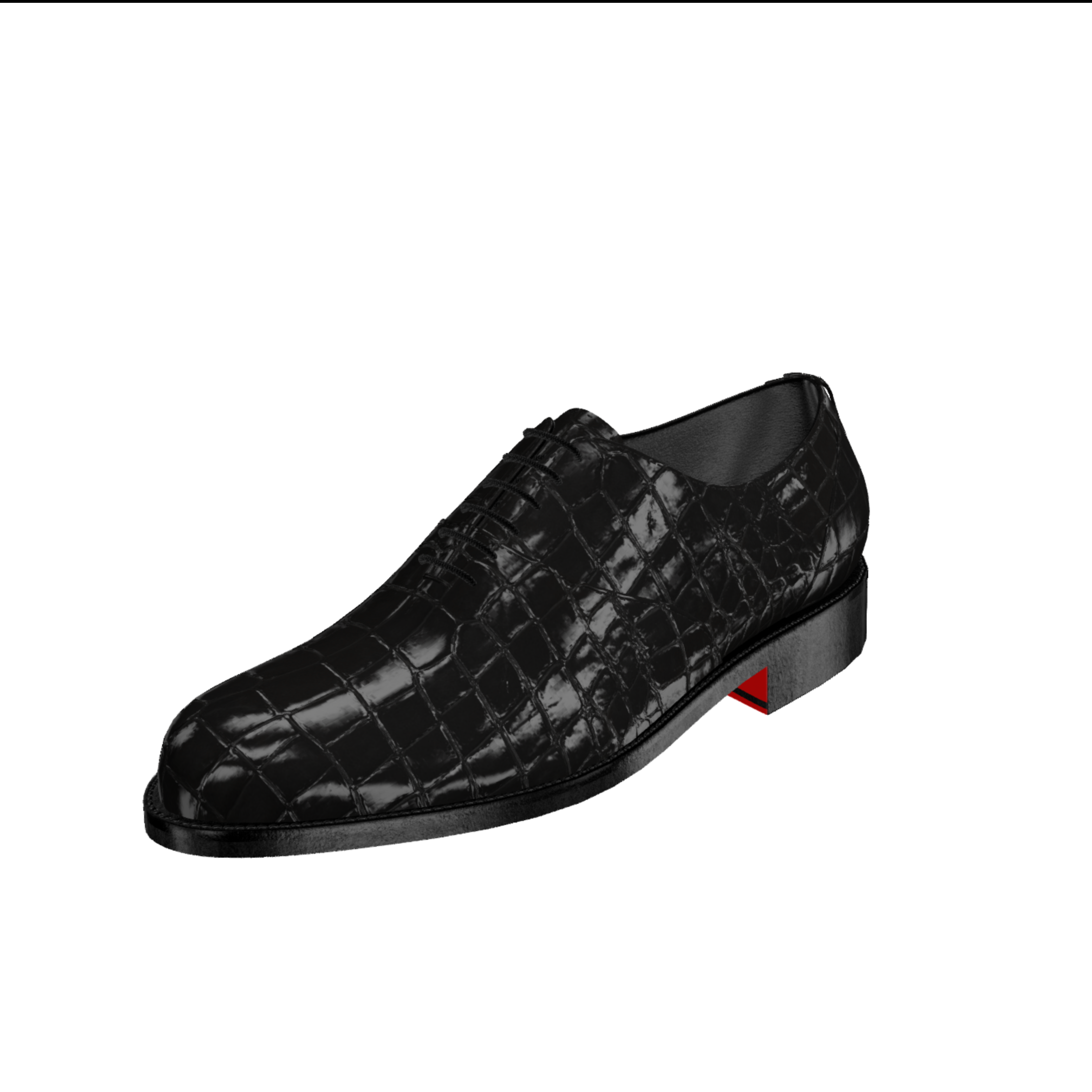 Black crocodile-patterned shoe on a white background