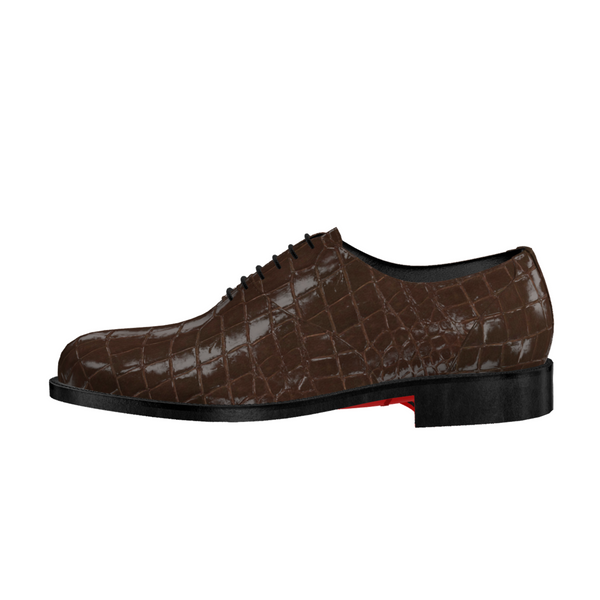Brown alligator skin leather shoe