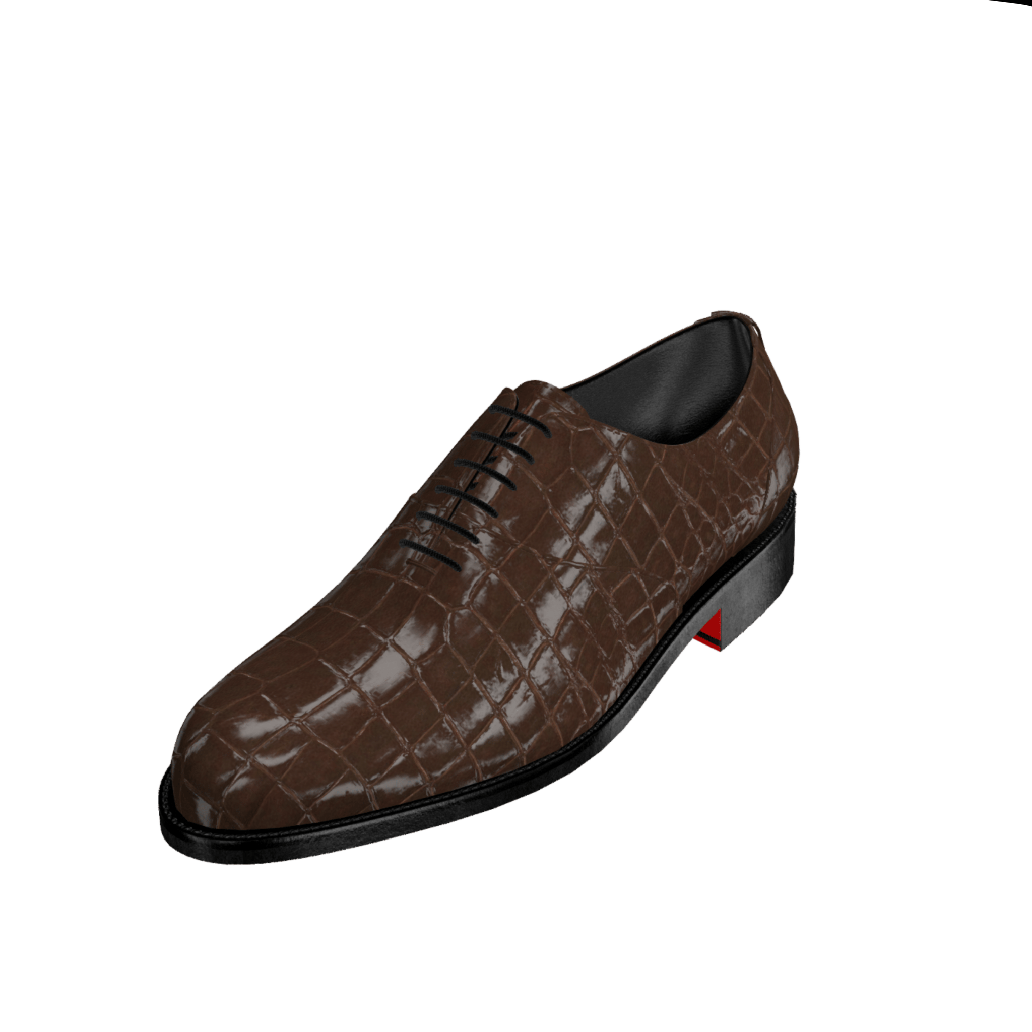 Brown alligator skin leather shoe