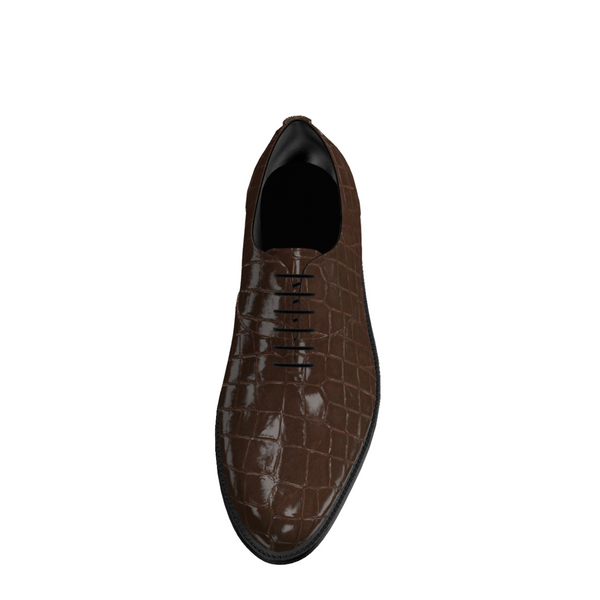 Brown alligator skin leather shoe