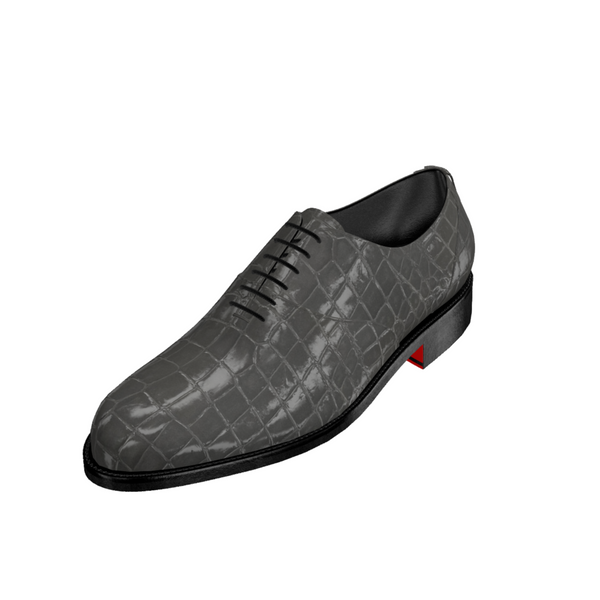 grey alligator skin leather shoe