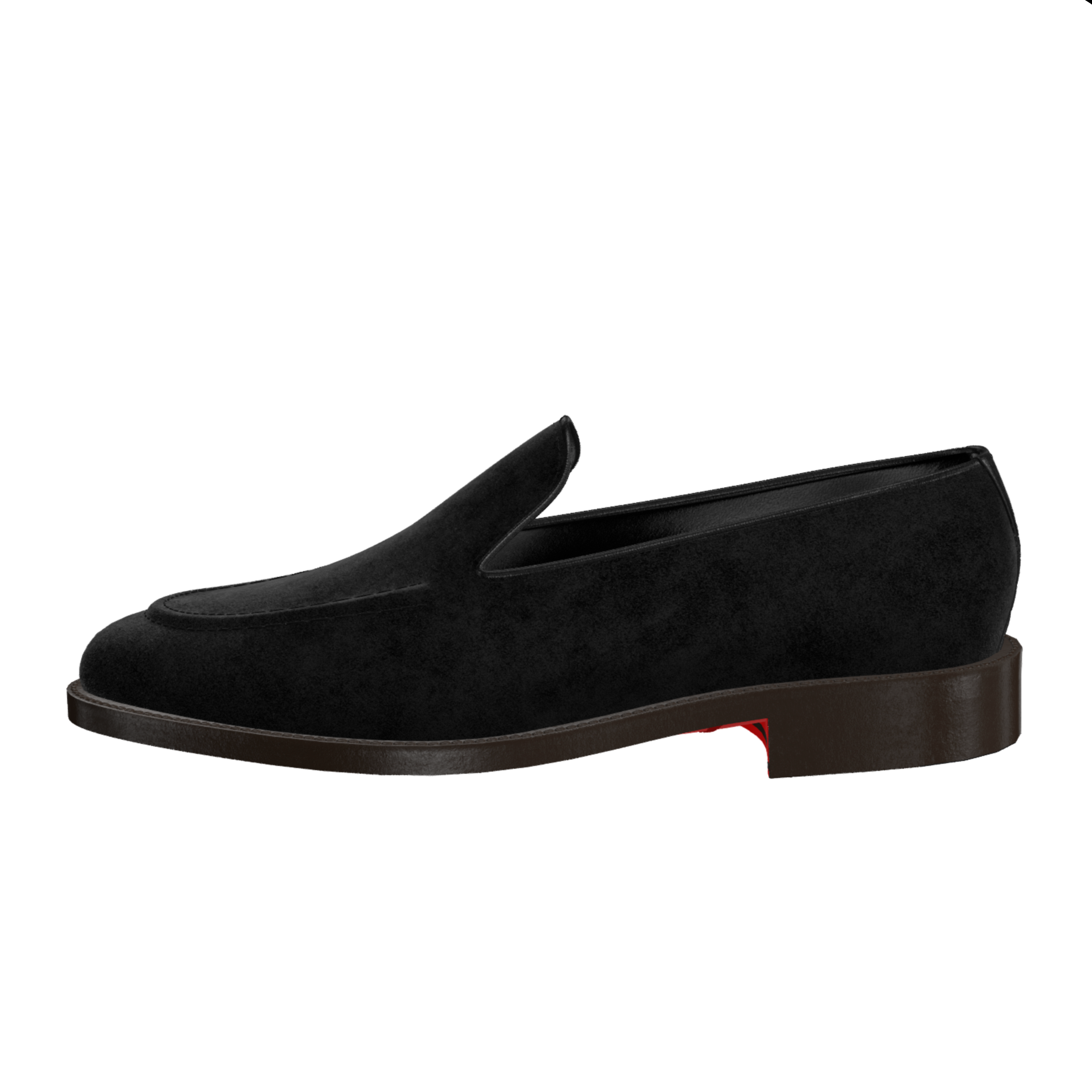 arconya red bottom sole suede loafers