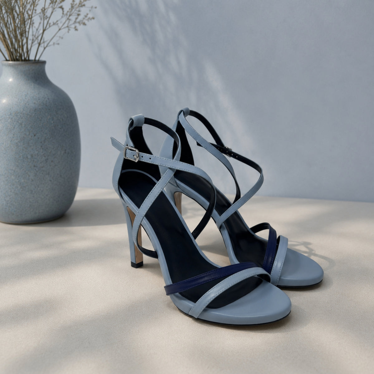 Navaris nappa leather strappy high-heel sandals for women, view 3 of 3