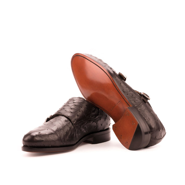 Mariko - Ostrich skin leather double monk strap dress shoes