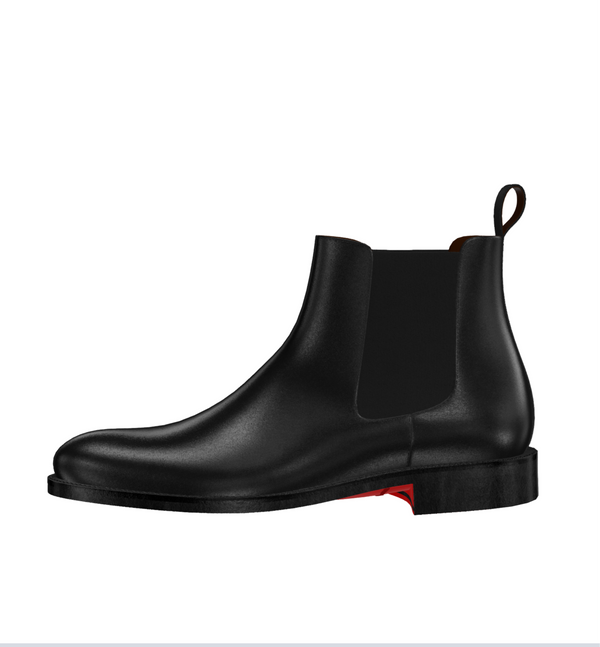 Ruma - Red Bottoms sole leather black Chelsea Boots For Men