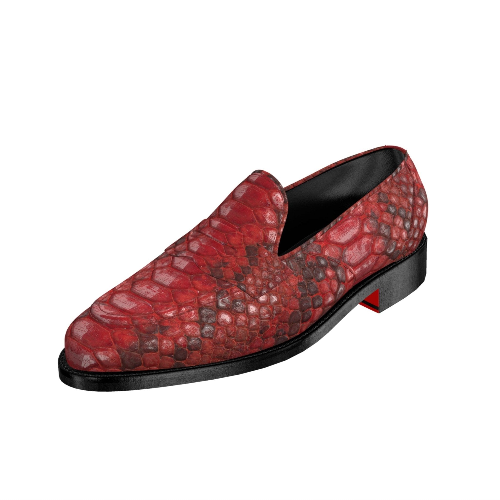 snake python skin leather loafers for men