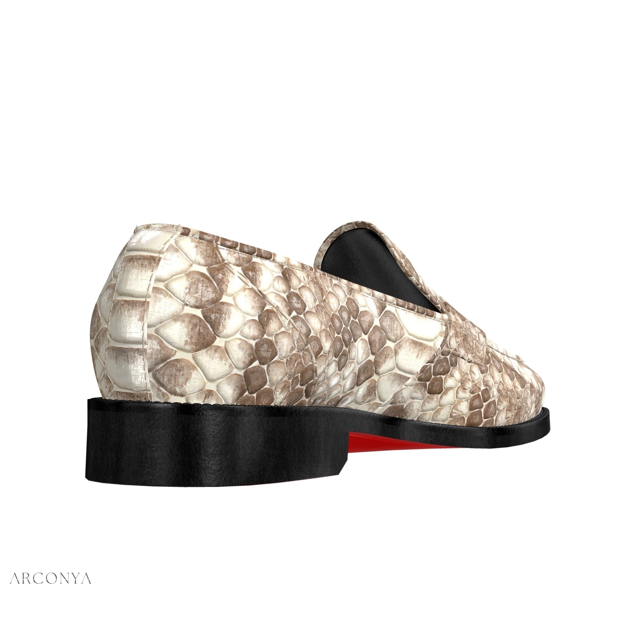 snake python skin leather loafers for men