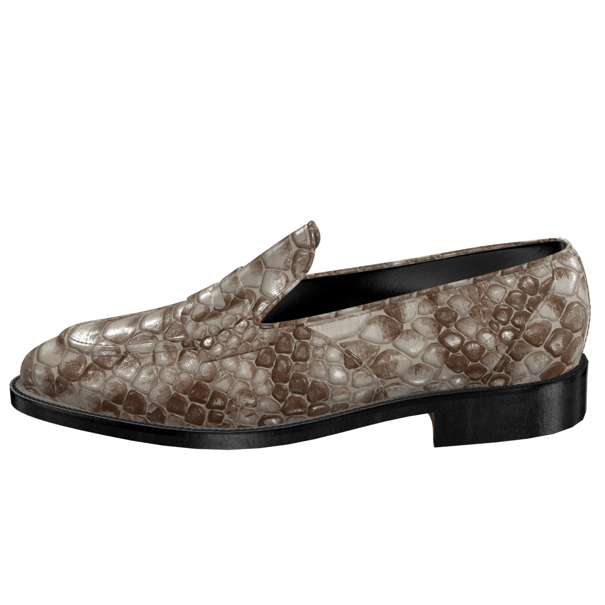 exotic snake python skin leather loafers