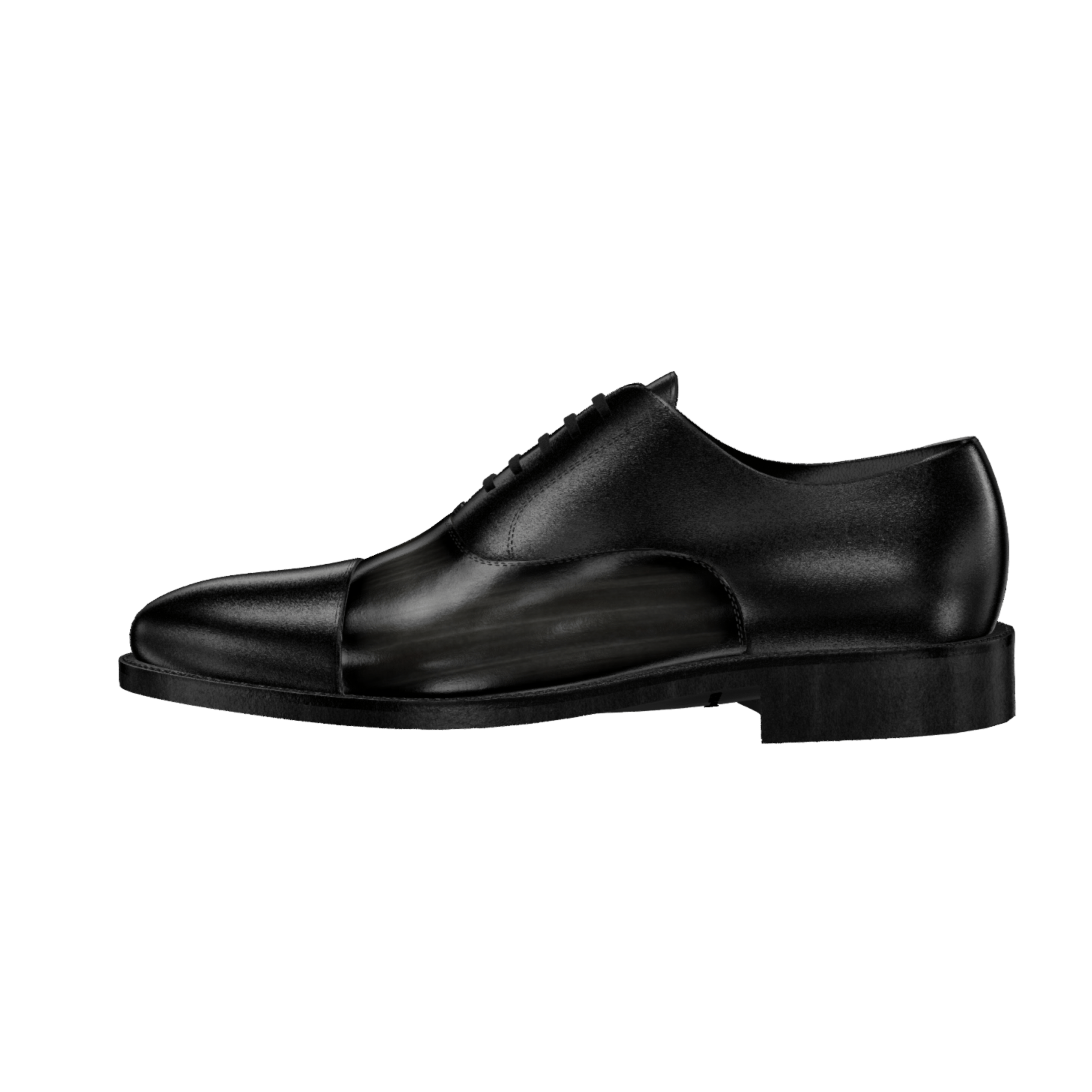 Black leather dress shoe on a white background 