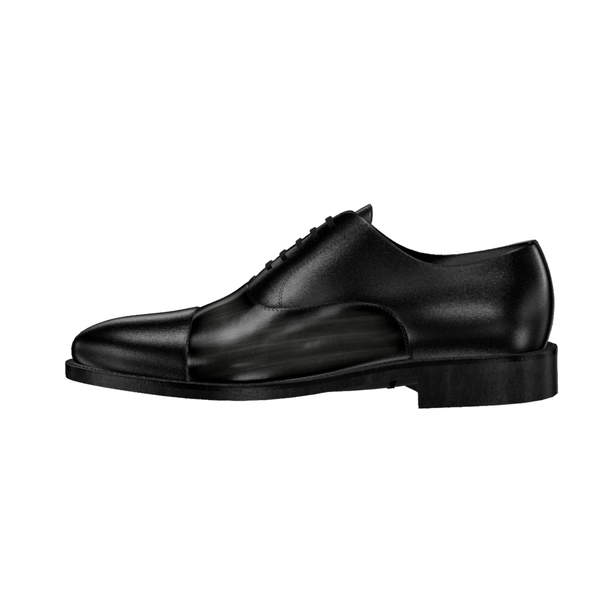 Black leather dress shoe on a white background 