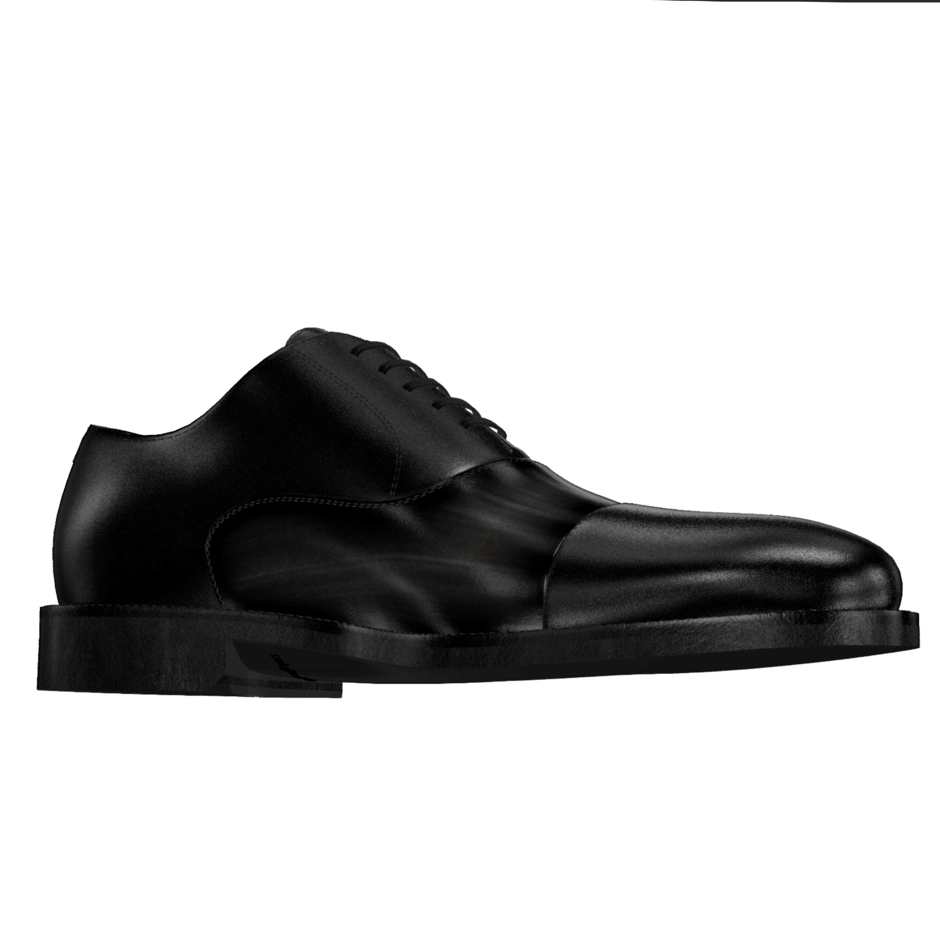 Black leather shoe two tone patina