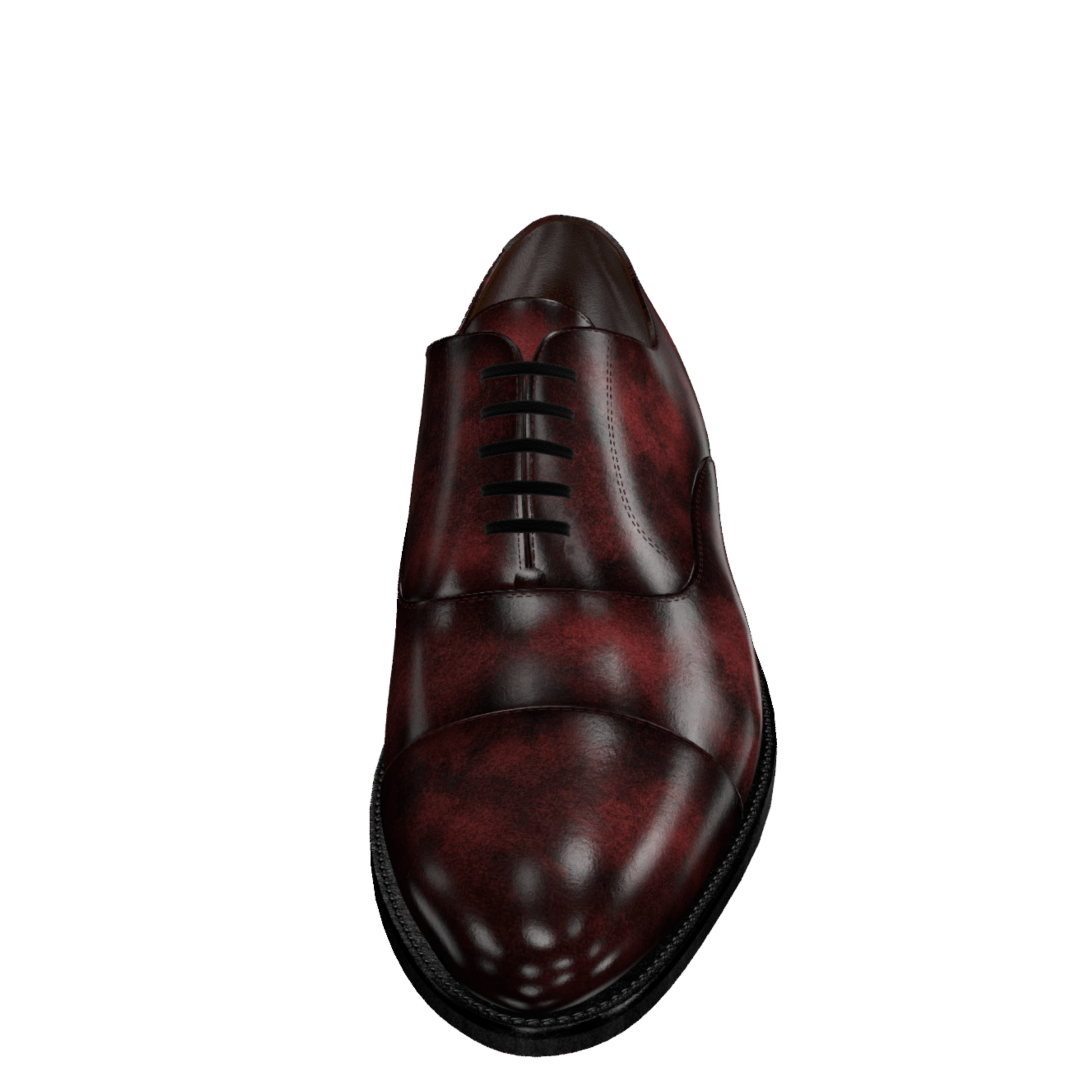 Brown leather shoe displayed on a computer screen with editing tools.