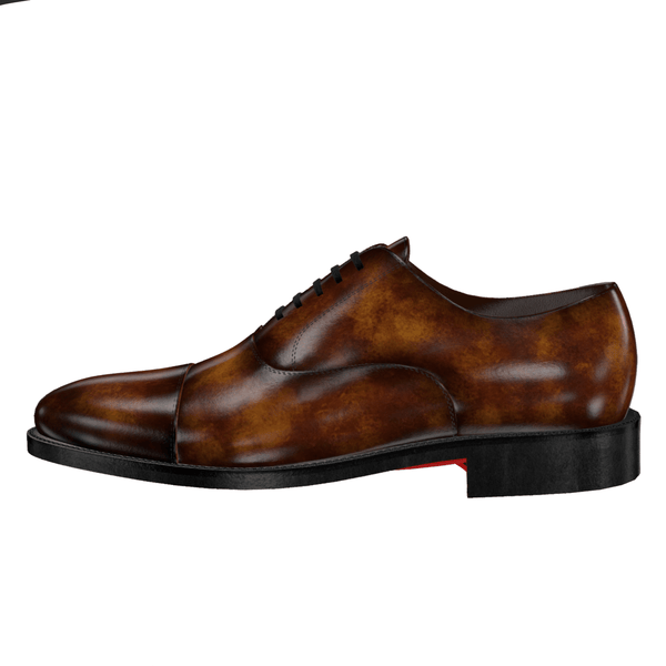 patina leather shoe displayed on a computer screen with editing tools.