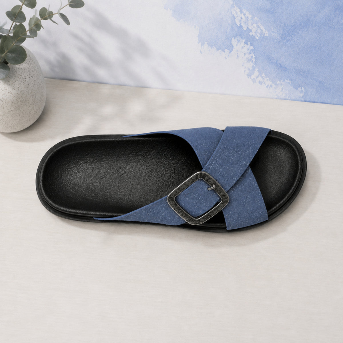 Navianta nappa leather cross-strap slide sandals for women, view 3 of 3