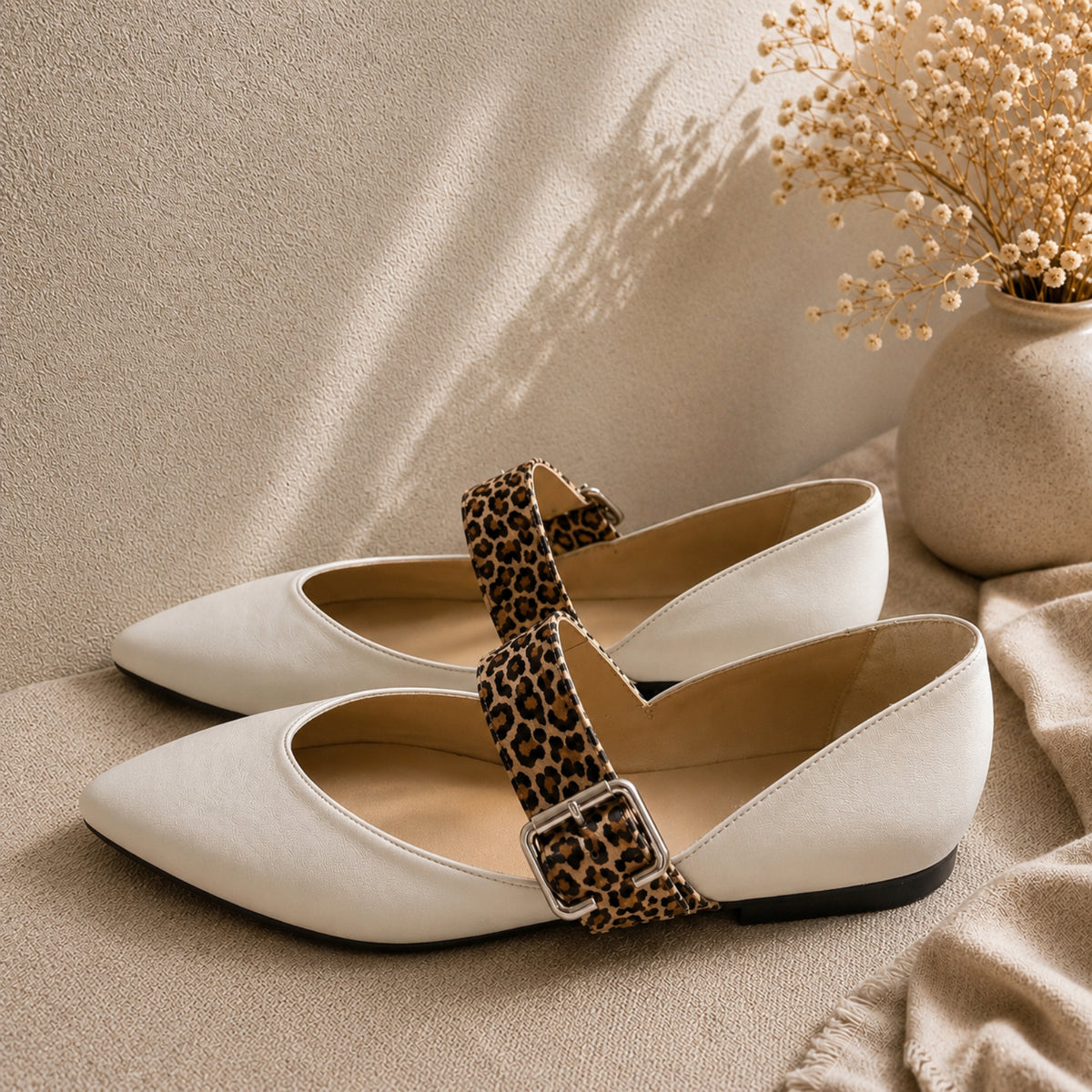 Luminara nappa leather Mary Jane flats with leopard-print strap for women, view 3 of 3