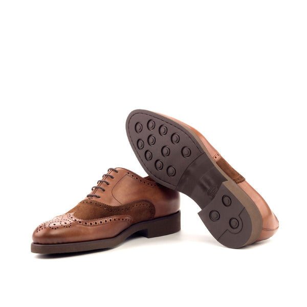 Opalestra - Brown leather brogue oxford shoes with suede