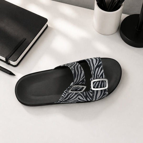 Fulgenta zebra-print nappa leather double-strap slide sandals for women, view 3 of 3