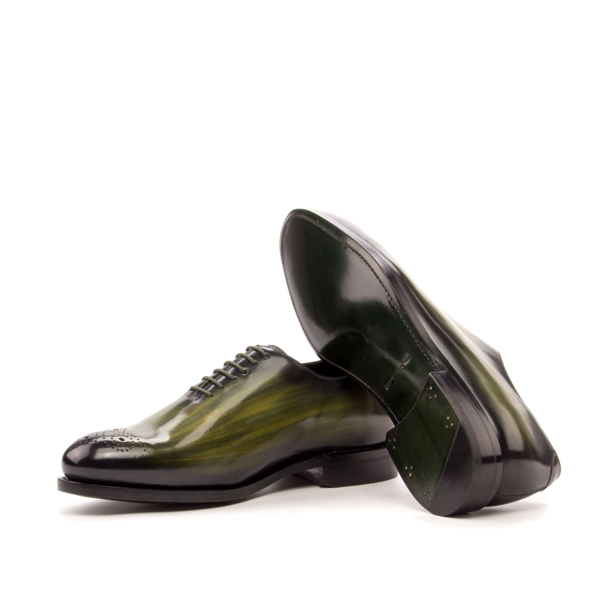 Polano Khaki - Leather patina wholecut oxford dress shoes. Big Sizes