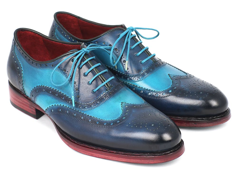 Gestore - Two Tone Wingtip blue bottom Oxfords Blue & Turquoise