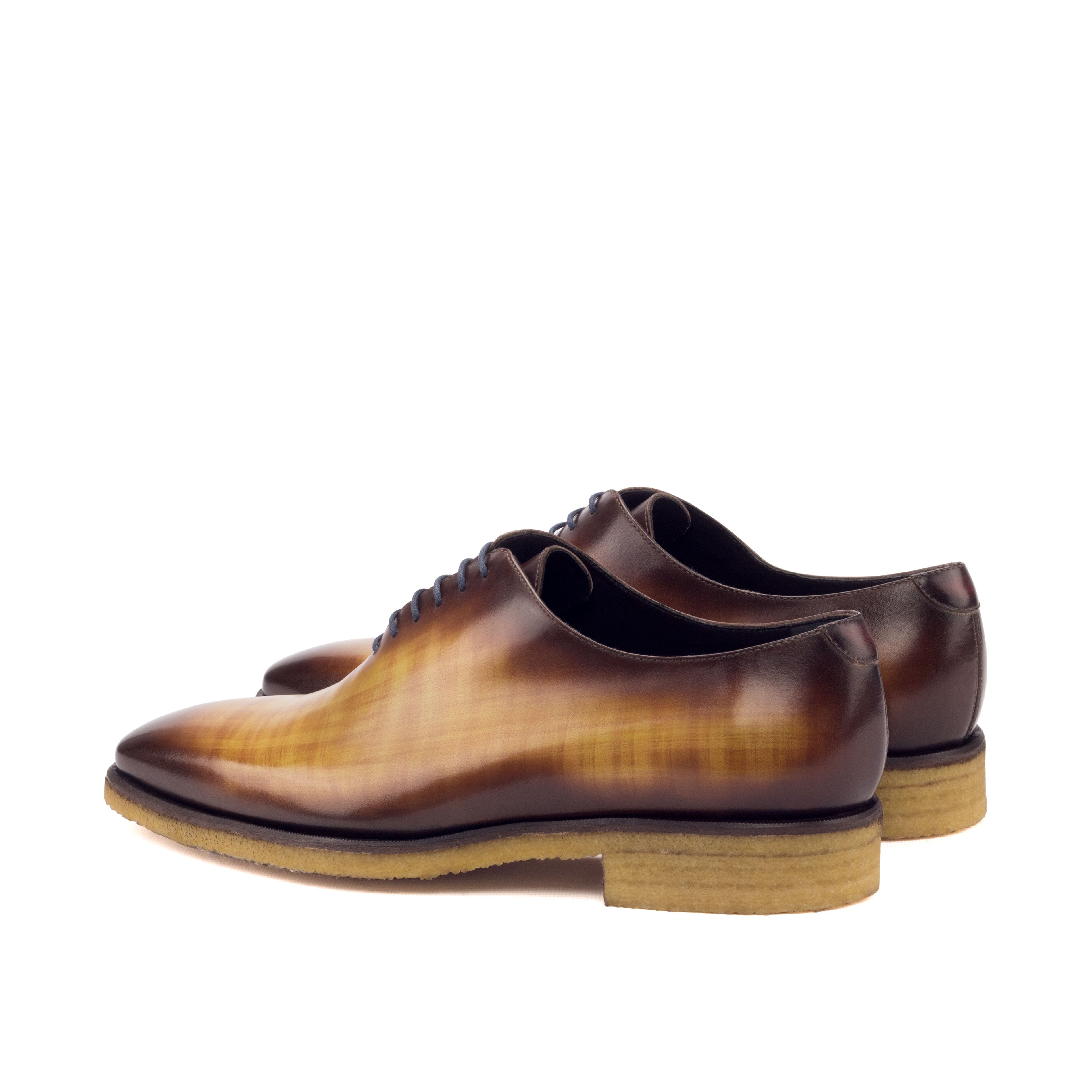 Polano Cognac - Leather patina Whole Cut oxford dress shoes. Big Sizes