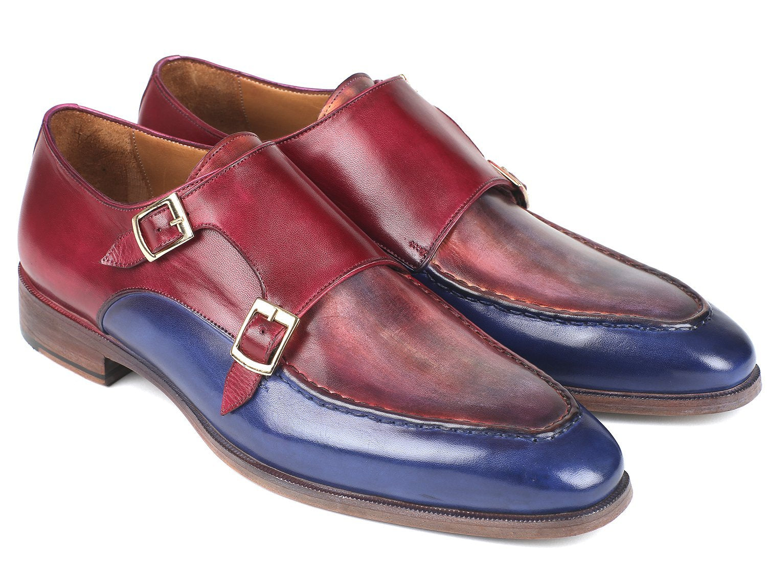 il Doppione - Blue & Bordeaux Double Monkstraps Oxford Shoes