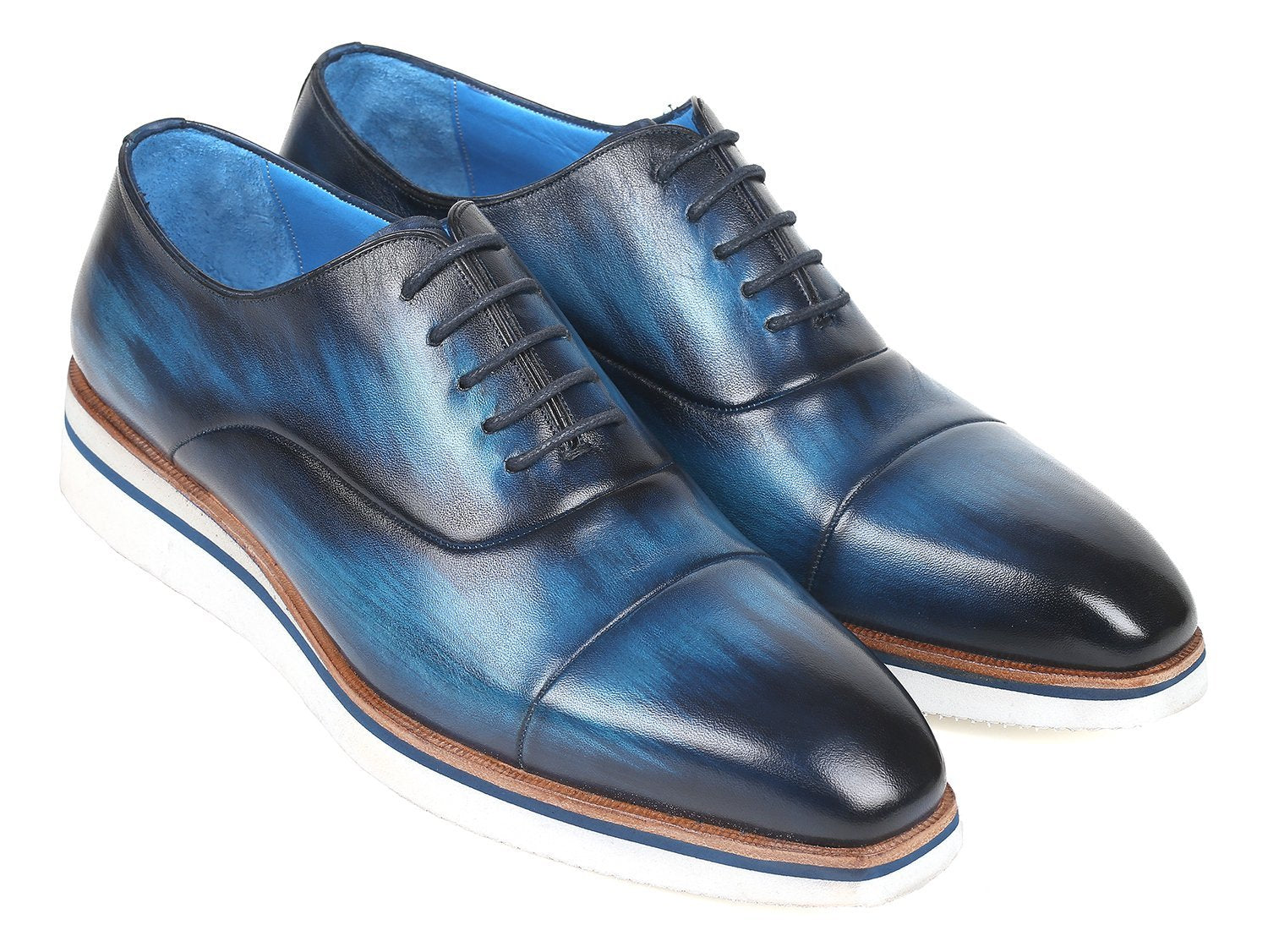 The razzu - Men's Smart Casual Oxfords Blue Leather sneakers