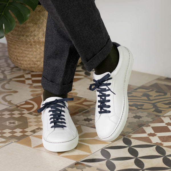 Volare -  White Men's Italian Leather Dress Sneakers