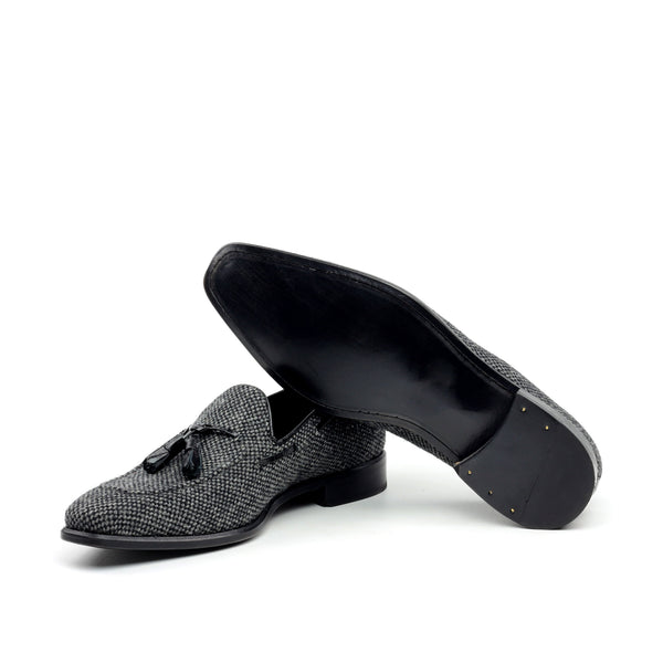 Rovan - Elegant Flannel Dark Grey Tassel Loafer. Big sizes available