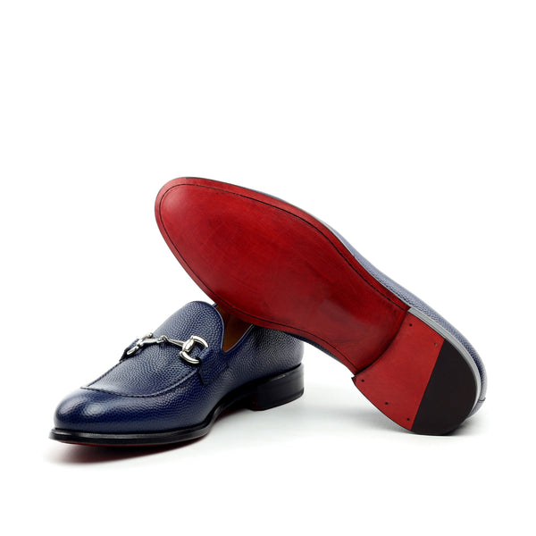 Rozo 3 - Red bottom sole Pebble Grain leather Navy Blue Loafers