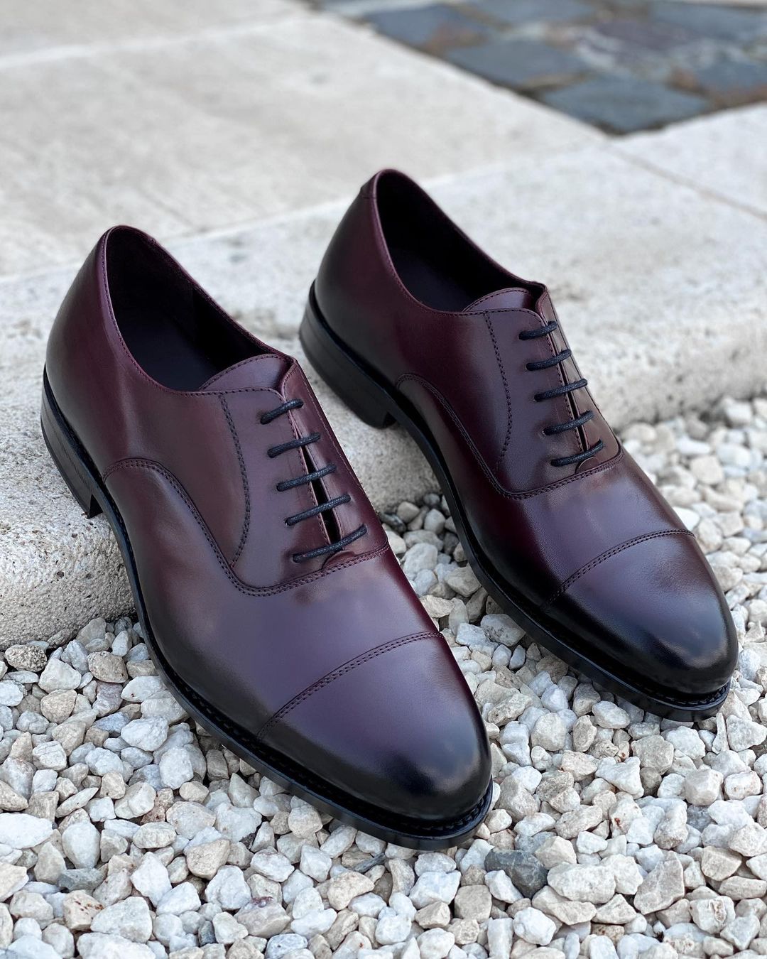 Eston - Handmade burgundy leather oxford dress shoes