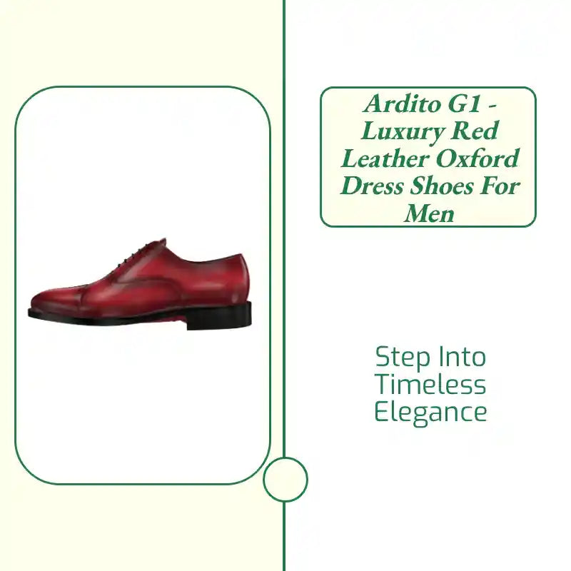 Ardito G1 - Luxury Red leather oxford dress shoes for men by@Outfy