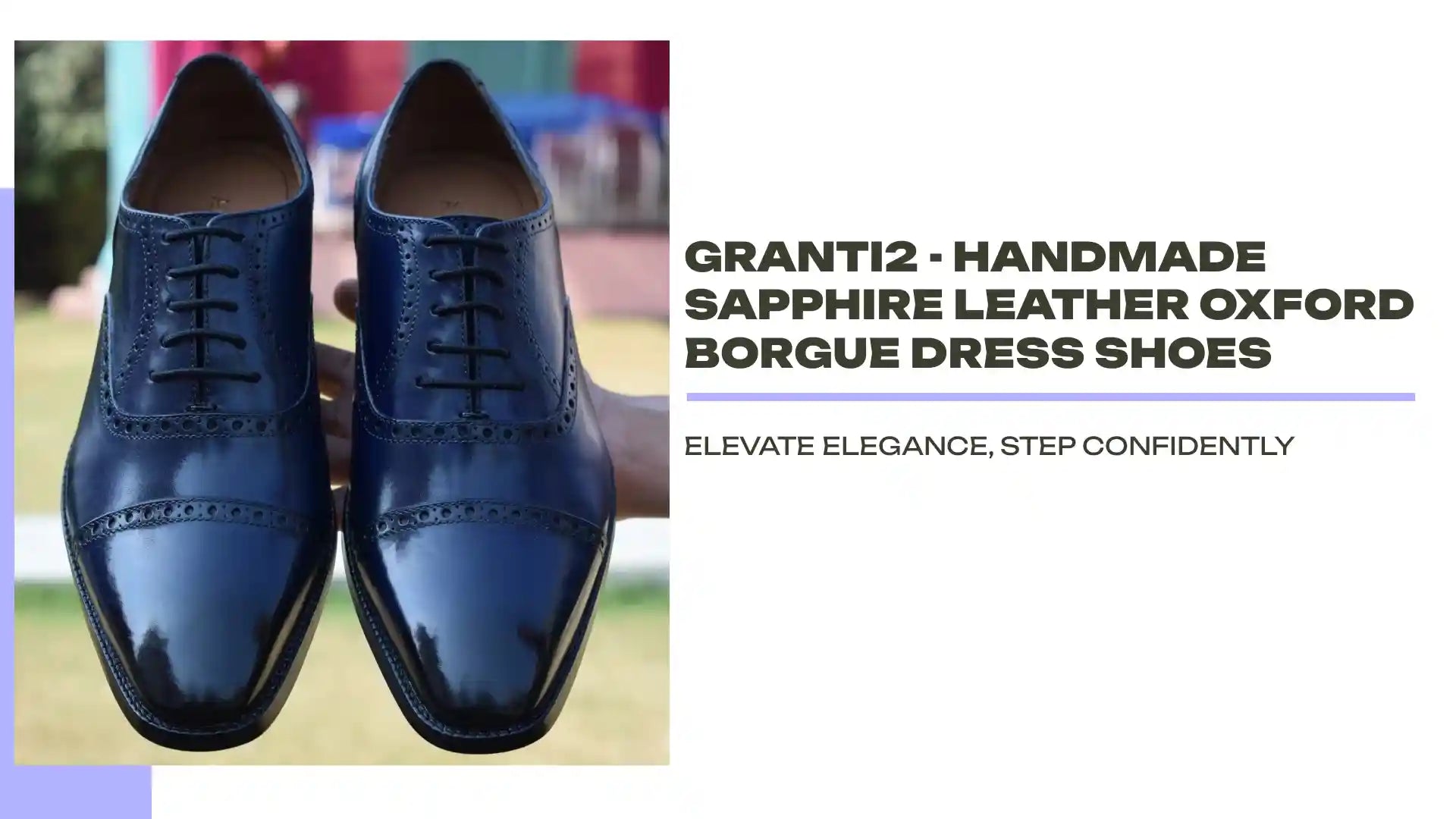 Granti2 - Handmade Sapphire leather oxford borgue dress shoes by@Outfy