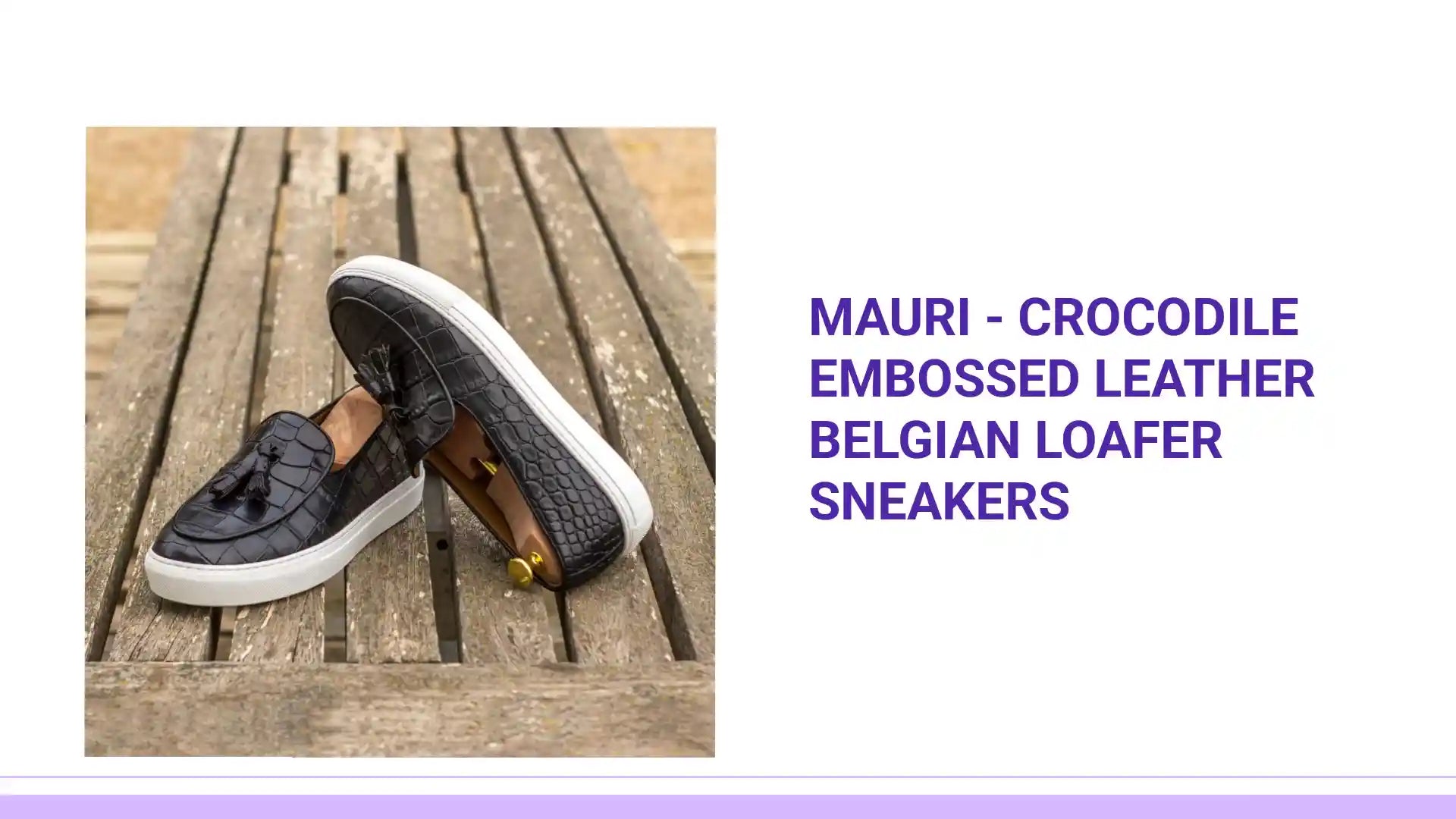 Mauri - Crocodile embossed leather Belgian Loafer Sneakers by@Outfy
