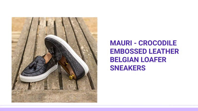 Mauri - Crocodile embossed leather Belgian Loafer Sneakers by@Outfy