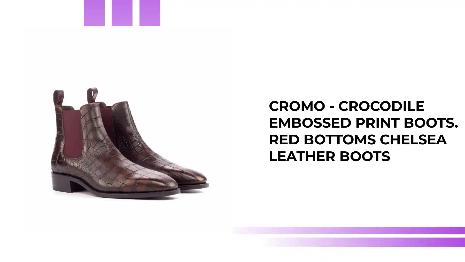 Cromo - Crocodile embossed Print Boots. red bottoms Chelsea leather boots by@Outfy