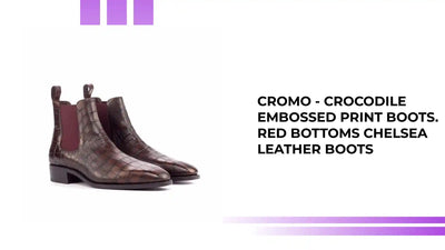 Cromo - Crocodile embossed Print Boots. red bottoms Chelsea leather boots by@Outfy