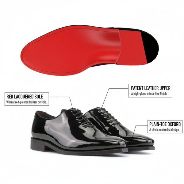 Altino - Oxford Patent leather Black red bottoms shoes for men