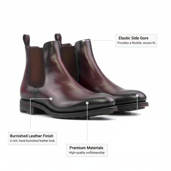 Browaz - Men's Burgundy Leather Chelsea Boot