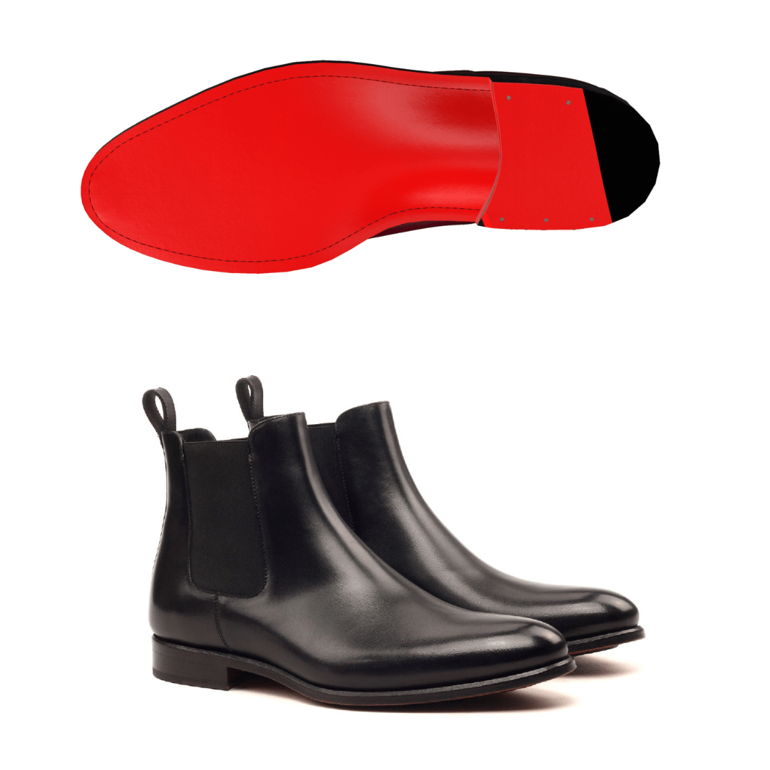 Ruma - Red Bottoms sole leather black Chelsea Boots For Men