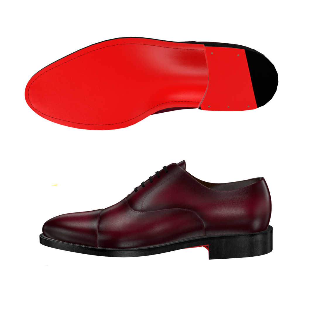 Arconya - Burgundy oxford dress shoes with red bottom sole