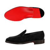 Arconya suede leather red bottom sole loafers shoes
